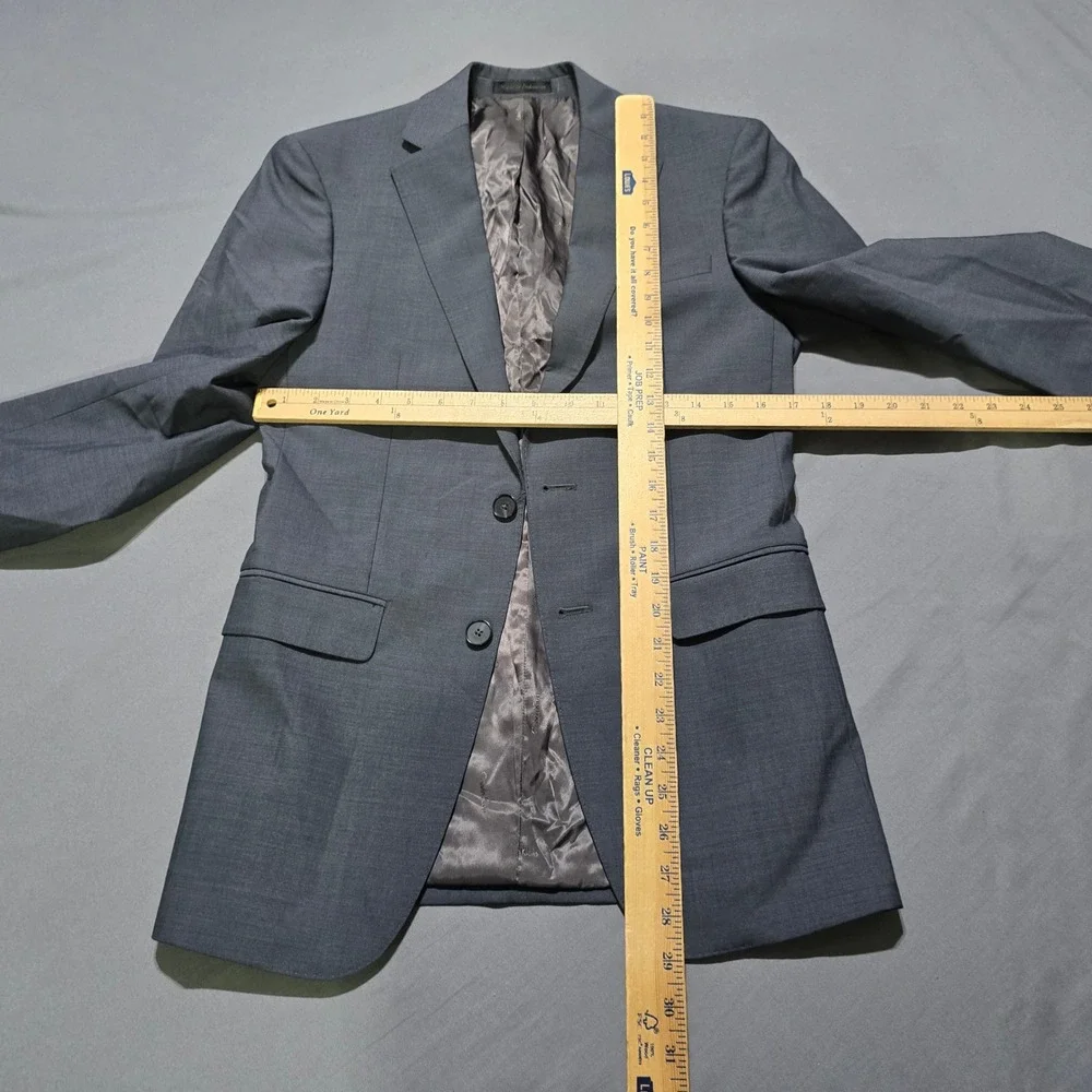 Calvin Klein Suit Jacket Mens 36R Grey Wool Blend Two Button Blazer